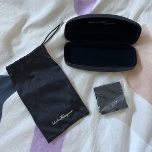 Salvatore Ferragamo hard shell glasses case and cleaning cloth